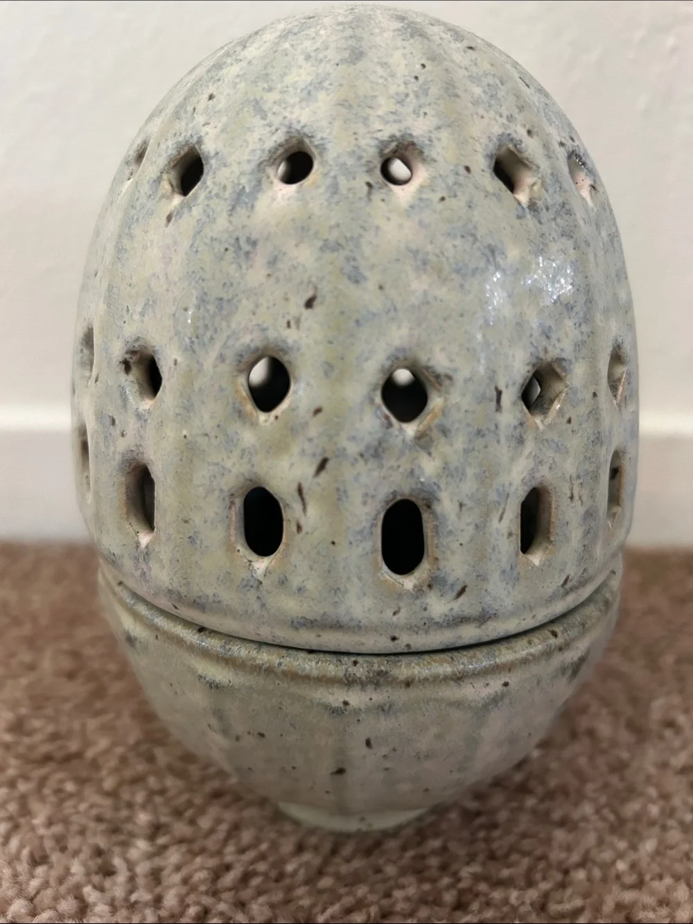 Anthropologie Speckled Cream Ceramic Egg Lantern